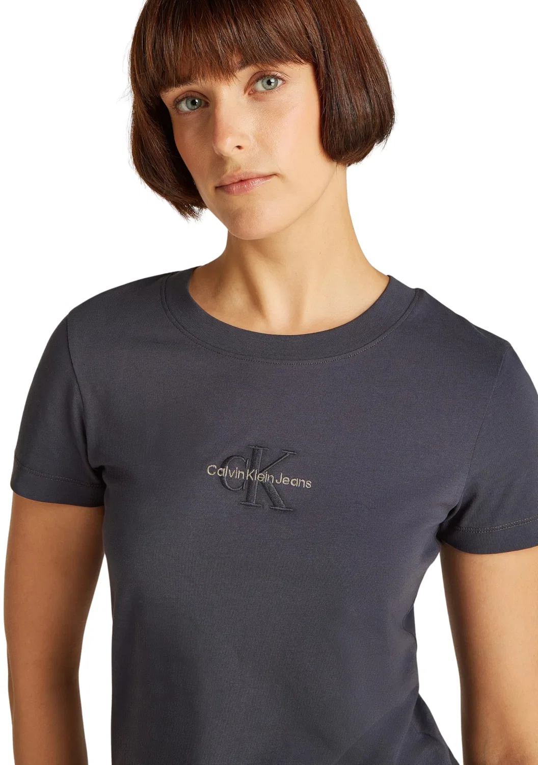 Женская футболка с коротким рукавом Monologo Slim Tee Calvin Klein, Black (Ebony) — фото 3