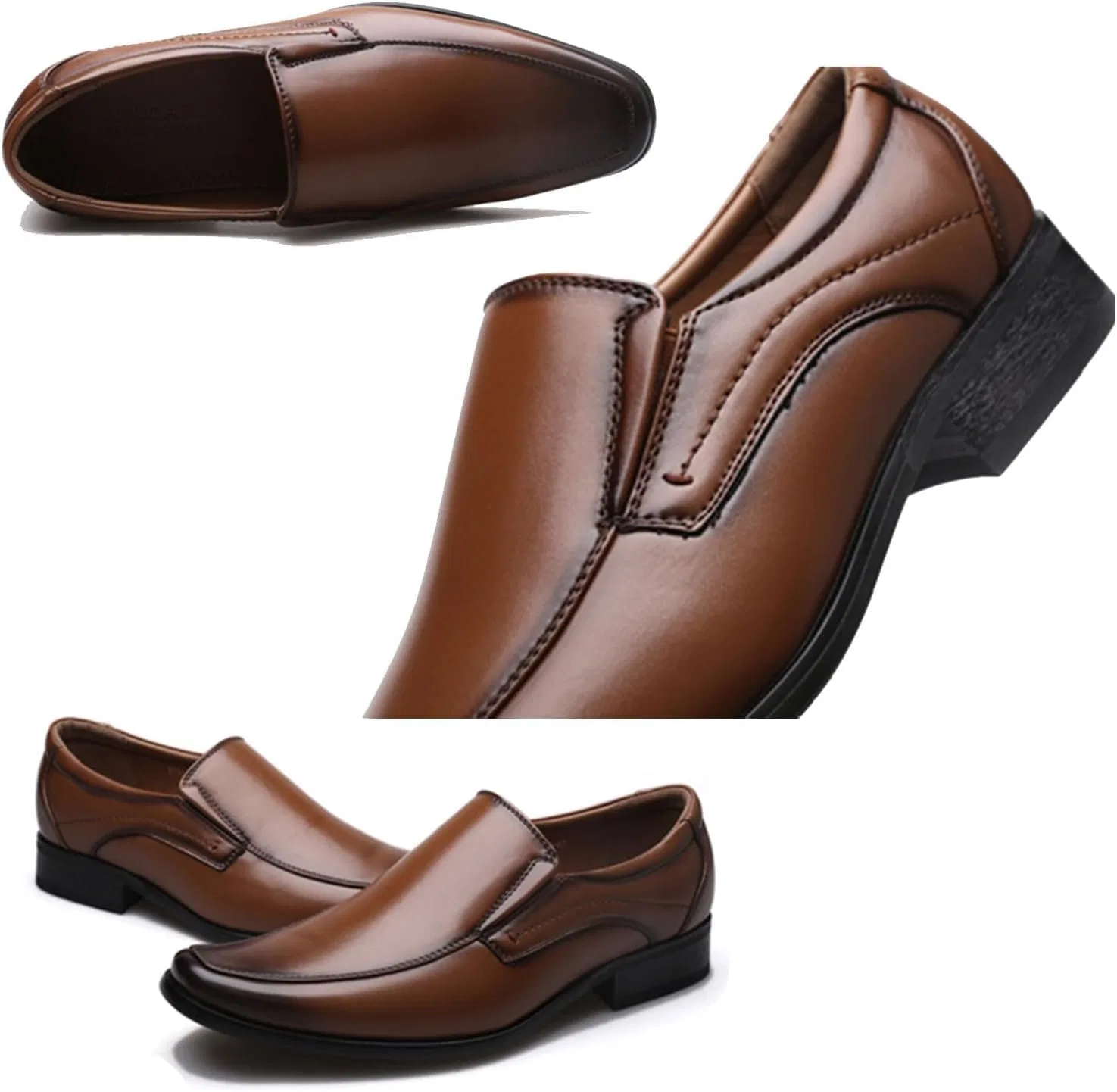 Лоферы мужские Slip On Dress Loafers Formal Shoes, коричневый — фото 2