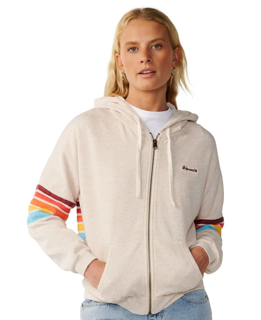 Худи с капюшоном на молнии с полосатым принтом Rip Curl, Oatmeal Marle