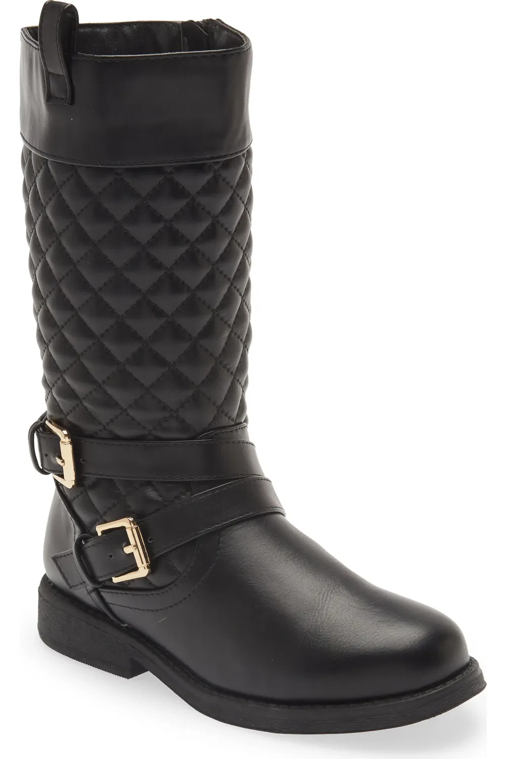 Детские ботинки мотоботы с квилтингом Moto Knee High Boot DREAM PAIRS, черный