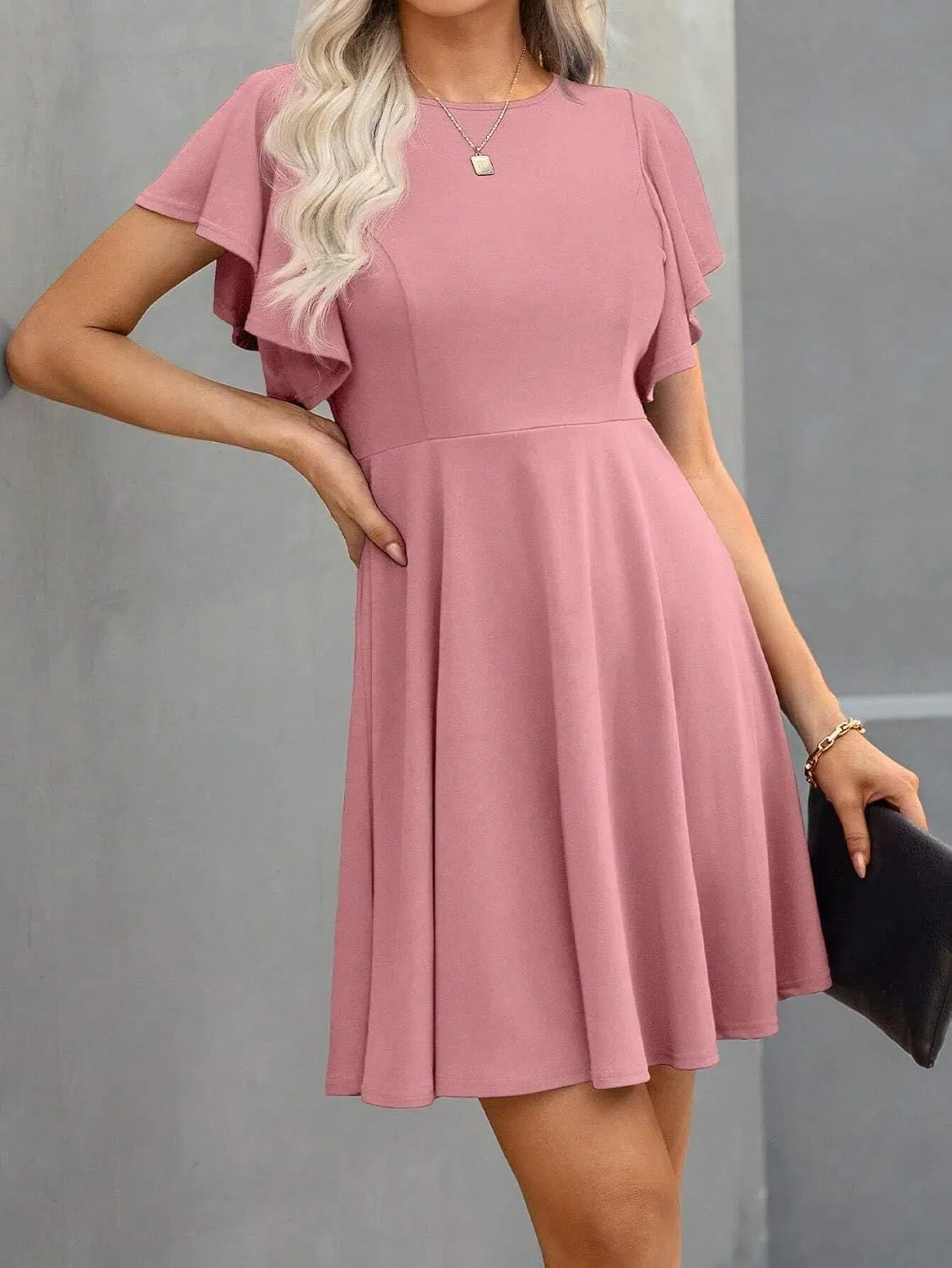 Женское летнее мини-платье с рюшами A-силуэта, Watermelon Pink — фото 3