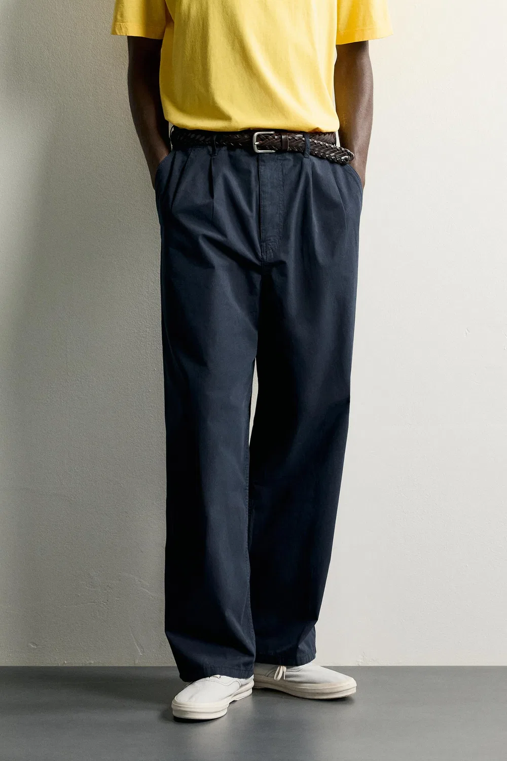 Удобные брюки-чиносы стандартного кроя ZARA, Navy blue — фото 2