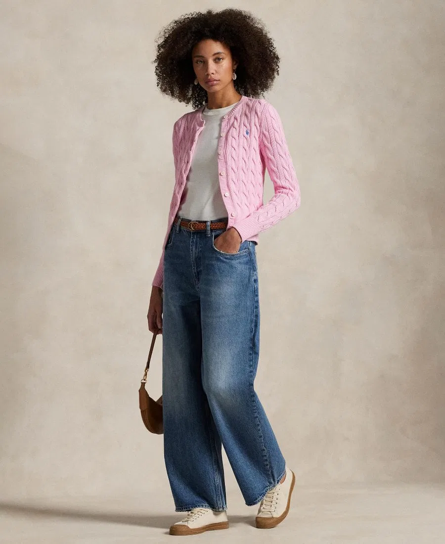 Кардиган женский с воротником-гольф из хлопка Polo Ralph Lauren, Carmel Pink — фото 4