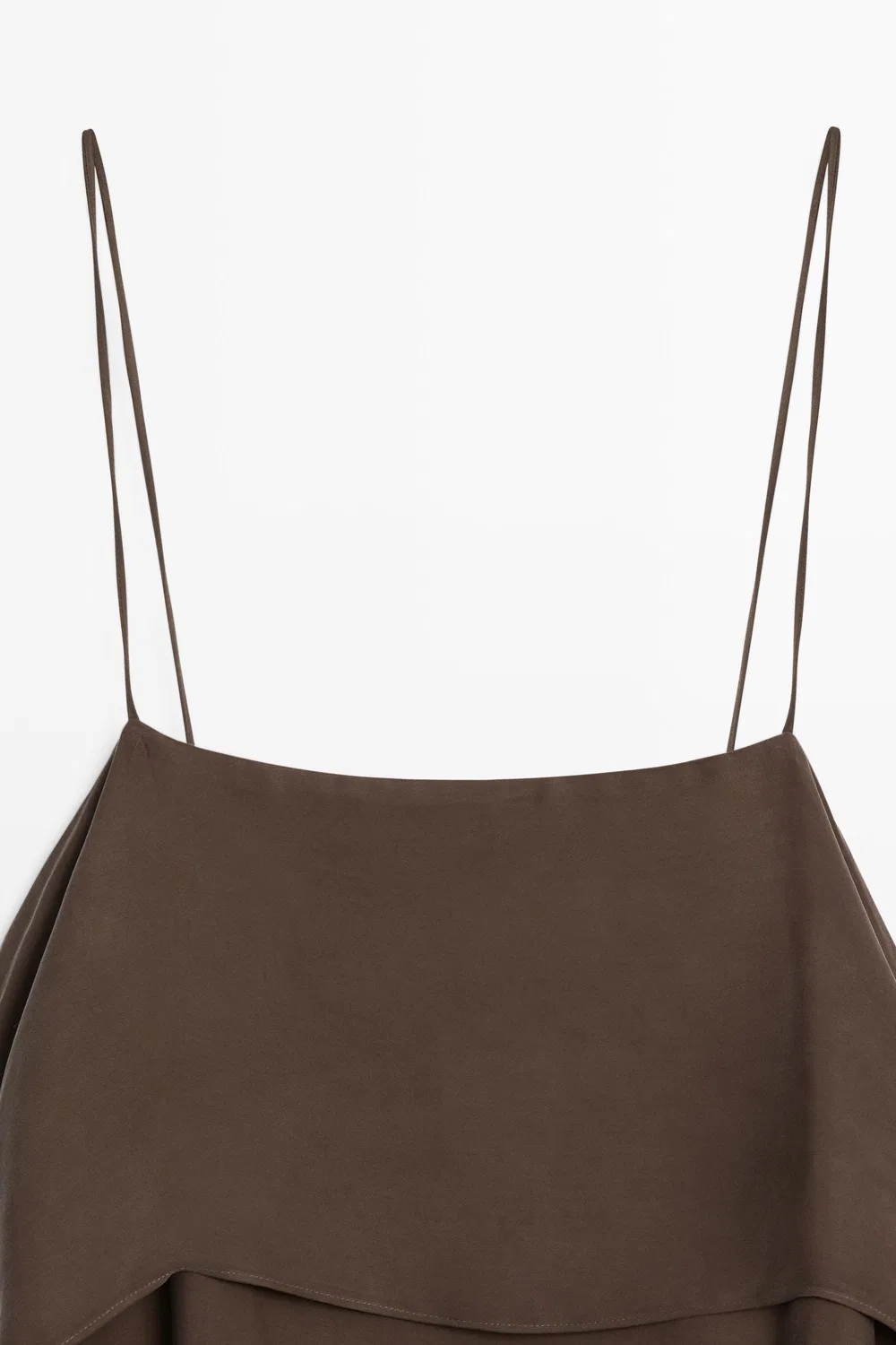 Мини-Платье на бретелях с оборками Massimo Dutti, коричневый — фото 2