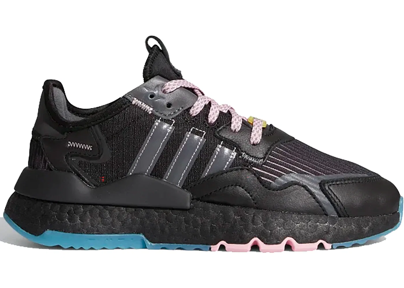 Детские кроссовки Lifestyle с длинным шнурком Nite Jogger Adidas, Core Black Grey Five Blue Glow