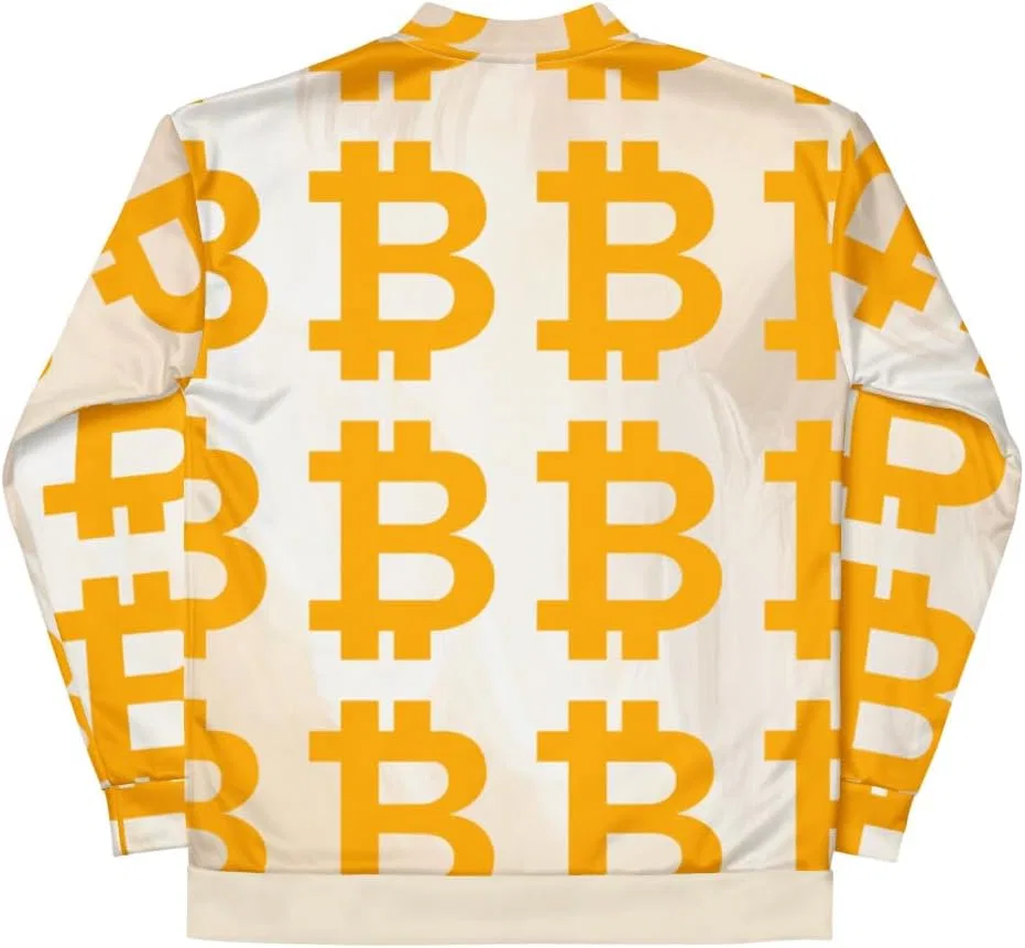 Мужская куртка-бомбер с принтом Bitcoin, белый — фото 2