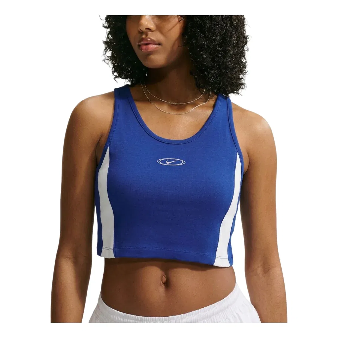 Женская футболка Sportswear Tight Cropped Tank Top 'Old Royal White Metallic Silver' Nike, Old Royal/White/Metallic Silver