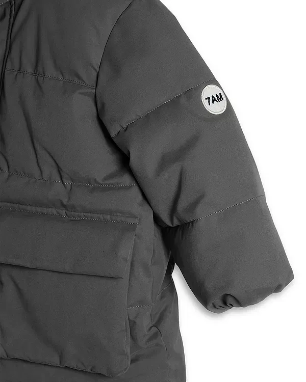 Детское пальто для девочек с капюшоном Benji Puffer Jacket 7Am Enfant, Smokey — фото 3
