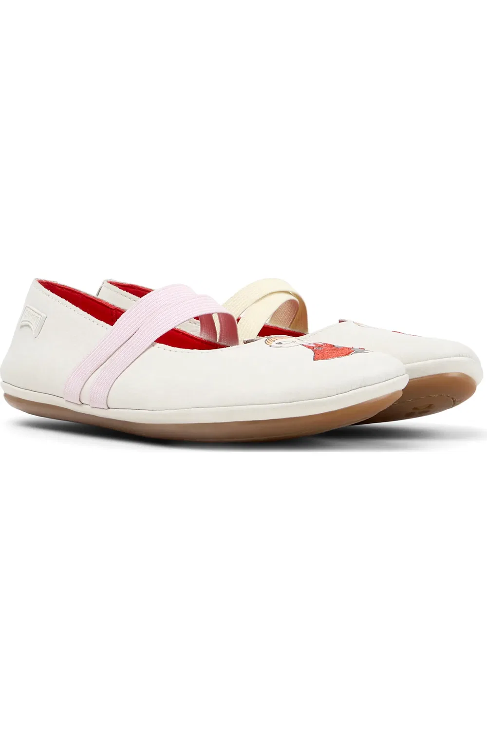 Балетки детские Camper Right Twins Moominvalley, с перекрестными ремешками, White Natural