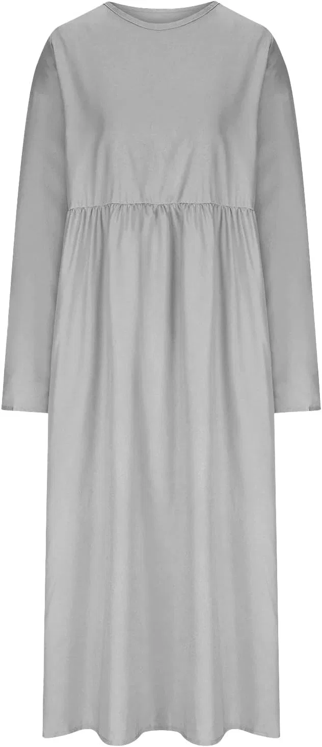 Женское винтажное платье макси с воланами из хлопка и льна, 1c-grey — фото 3