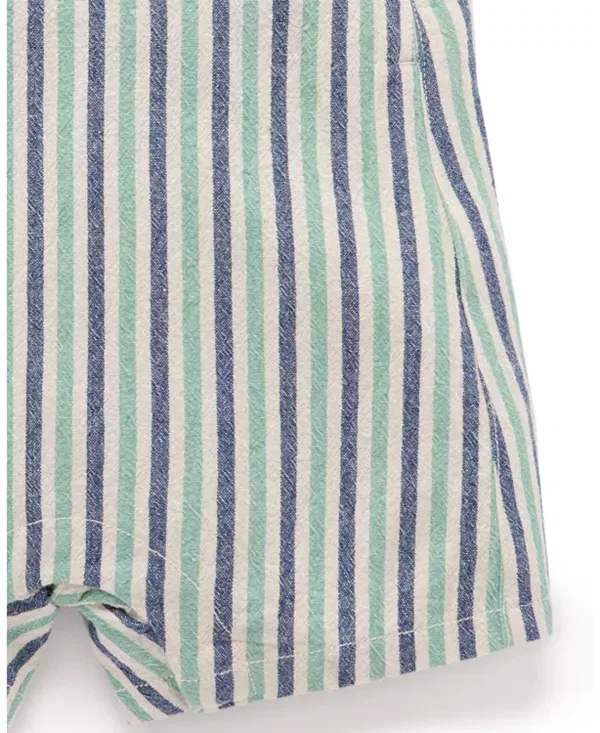 Детский комбинезон для мальчиков с принтом Boys' Striped Overalls Purebaby, Iguana Stripe — фото 4