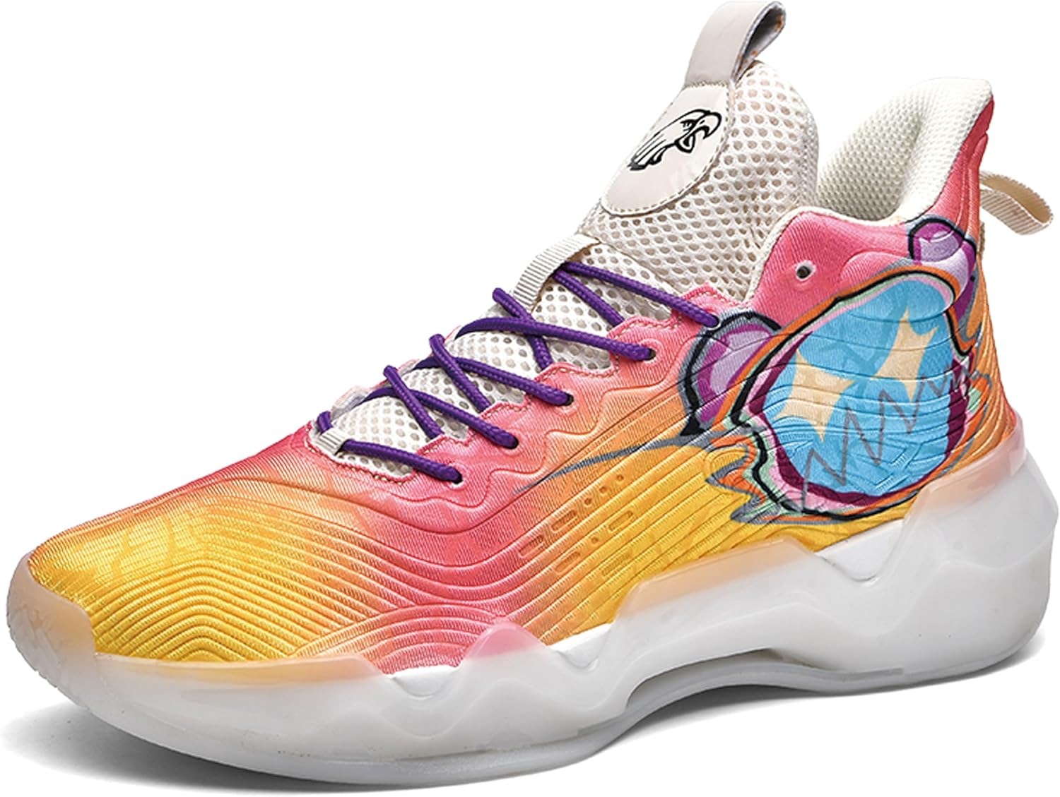 

Мужские баскетбольные кроссовки на высокой подошве с противоскользящей и износостойкой подошвой, кроссовки для бега с граффити-дизайном, модная спортивная обувь Bemygreenbag, желтый