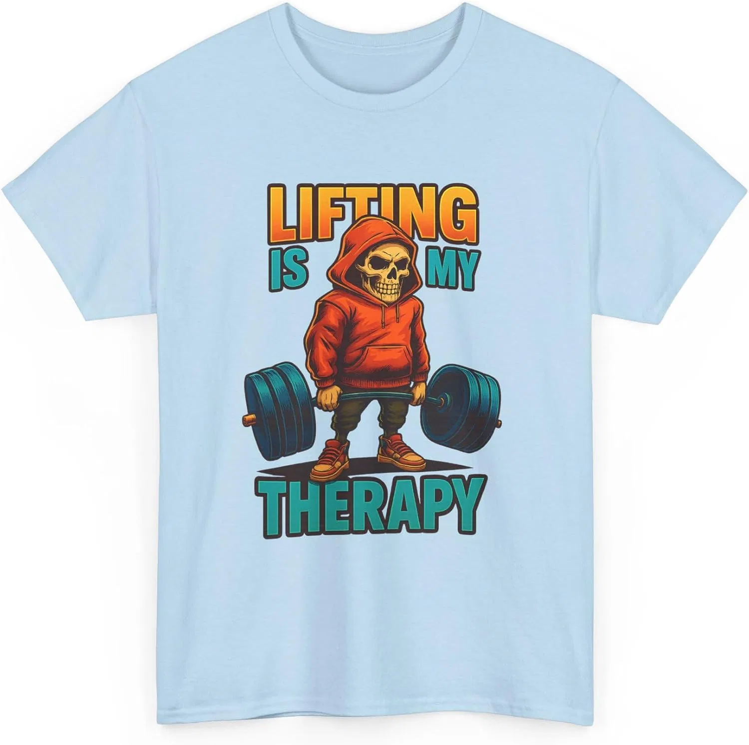 Унисекс футболка с принтом Lifting Is My Therapy, Light Blue — фото 2