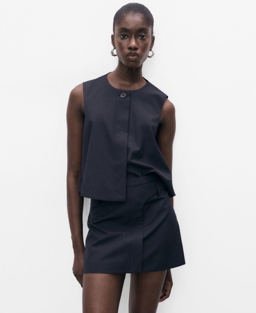 

Женская короткая юбка в тонкую полоску MANGO, Navy