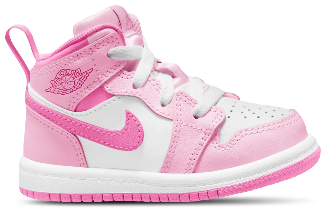 Кроссовки для девочек AJ1 Mid Jordan, цвет Pink Foam/Pink Foam/China Rose