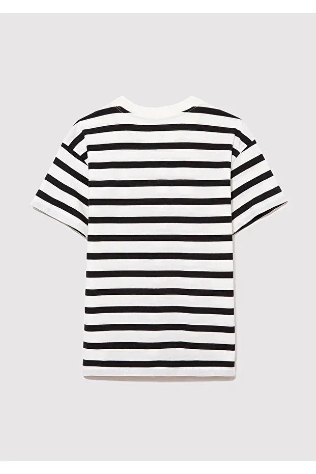 Детская футболка с принтом Logo Printed Black Striped Regular Fit Mavi, White 84041 — фото 3