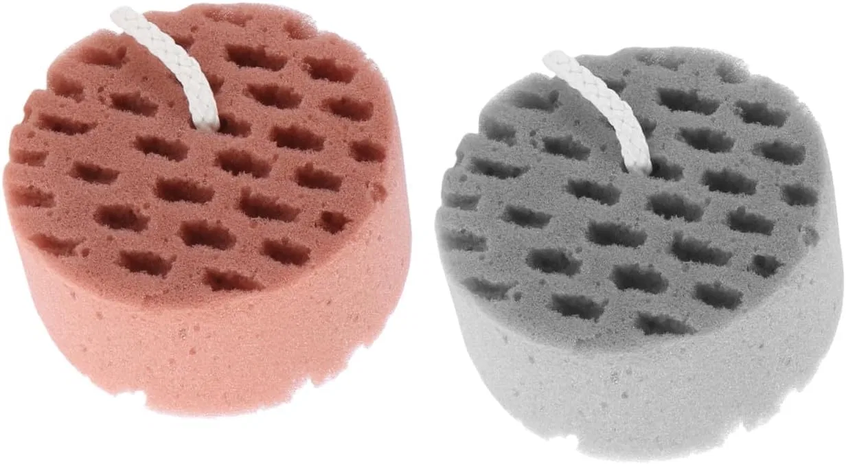 Мочалка для тела Honeycomb Briquette, Homoyoyo, 2 шт, 10.5x10.5x5 см, Светло-серый и Кофейно-коричневый