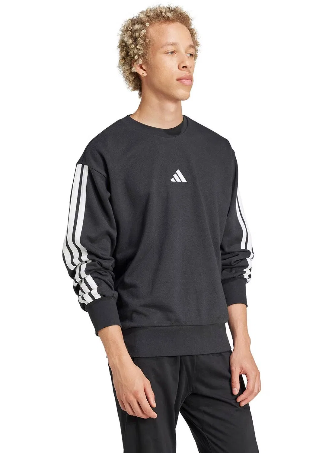 Свитшот с длинным рукавом Essentials three stripes Adidas, черный — фото 3