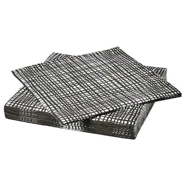 

Бумажные салфетки Ikea Groploja, 33х33 см, 30 шт, текстурированный черный/белый