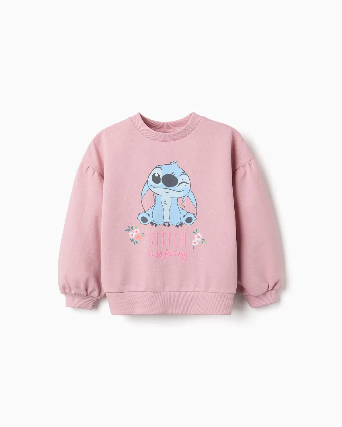 Детская толстовка без капюшона с принтом Stitch Zippy, Розовый
