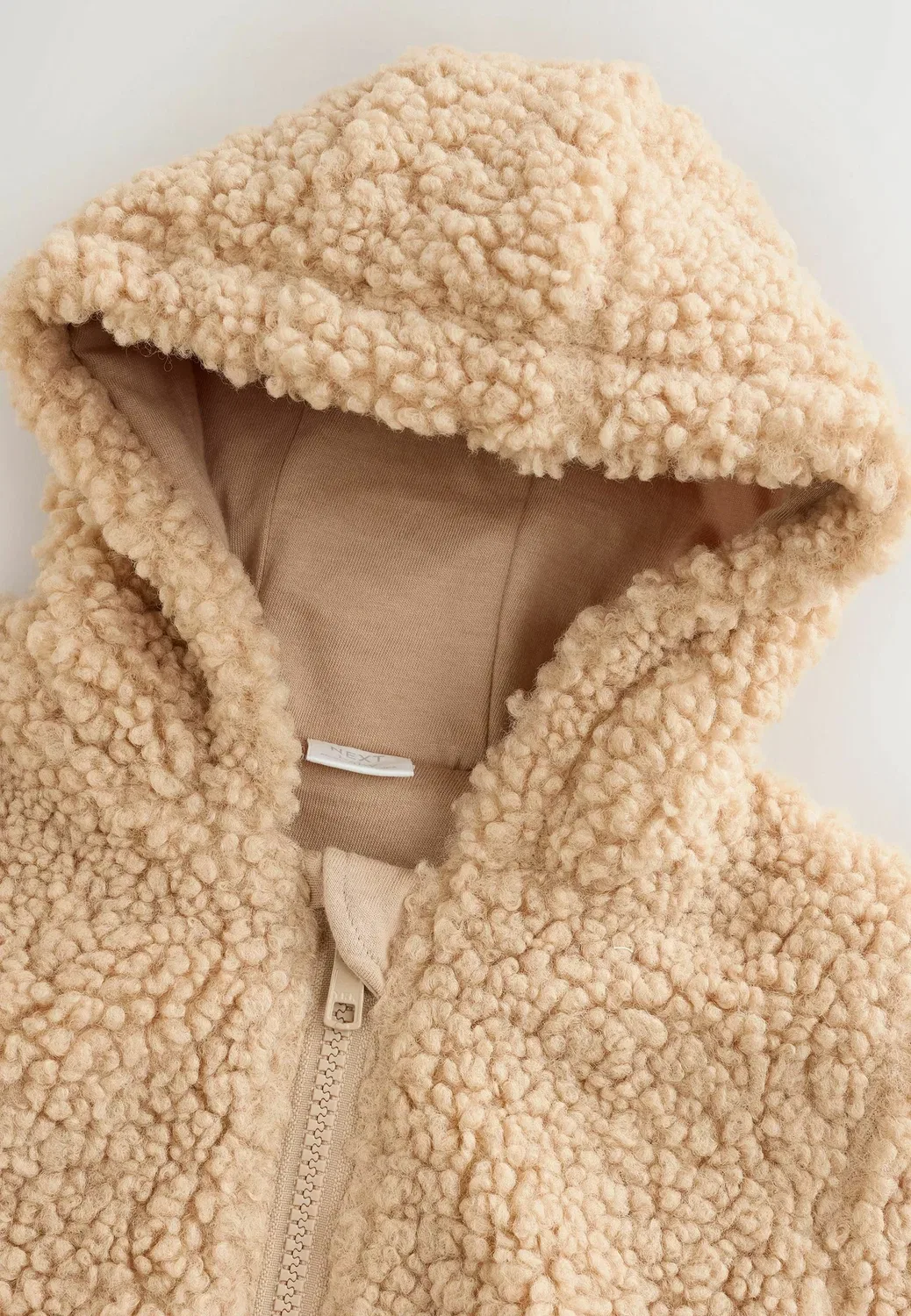 Куртка стандартного кроя - детская куртка - флисовая куртка Next, Neutral Borg Bunny Embroidered Back Popper Through — фото 4
