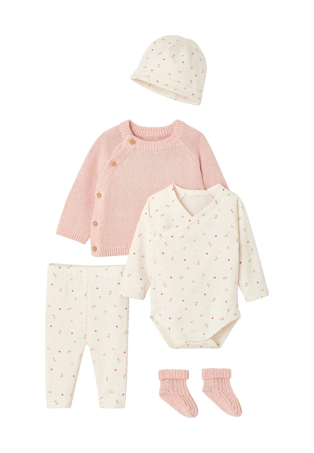 Baby-Set 5-teilig erstausstattung mädchen - кардиган Vertbaudet, Rosa