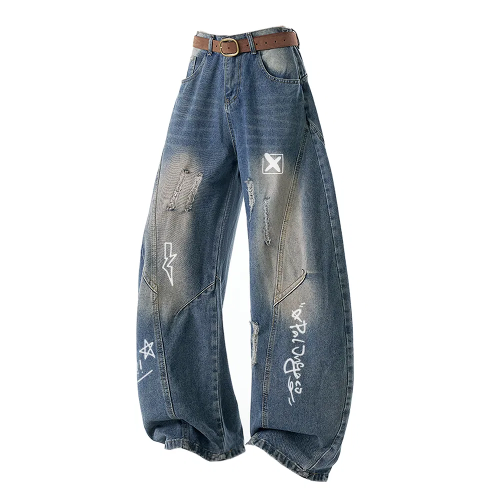 Детские джинсы свободного кроя с широкими штанинами PAL ONGACO, Dark Blue