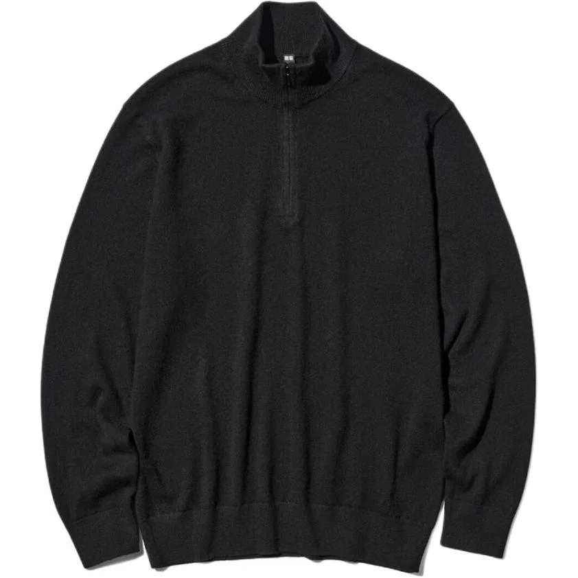 Мужской кашемировый свитер с длинным рукавом UNIQLO, Черный