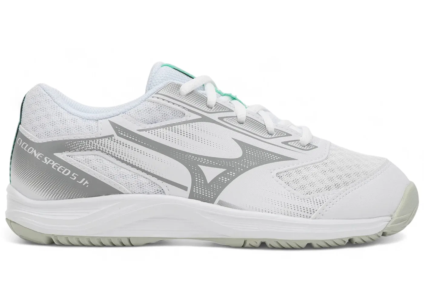 Детский кроссовки с длинным рукавом Mizuno Cyclone Speed 5, White/Black/Frozen Emerald
