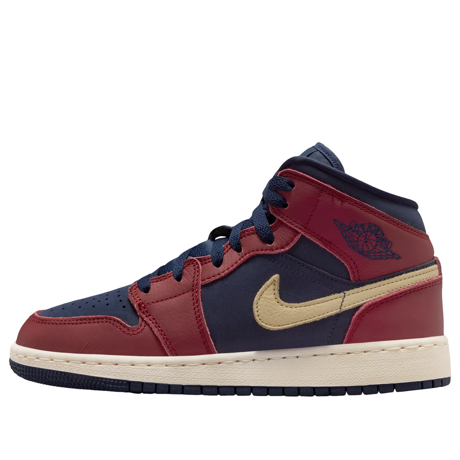 Детские кроссовки с синтетическим верхом Air Jordan 1 Mid SE 'Team Red Pale Vanilla' Jordan, Team Red/Team Red/Pale Ivory/Pale Vanilla
