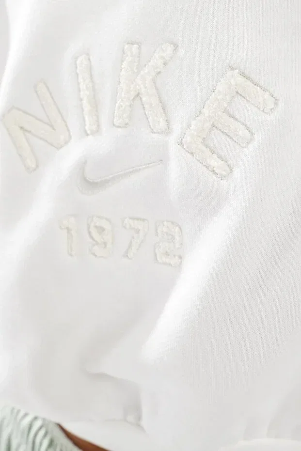 Женские свитшот с коротким рукавом Crop Loose Fit French Terry Short Sleeve Top Nike, Off White — фото 3