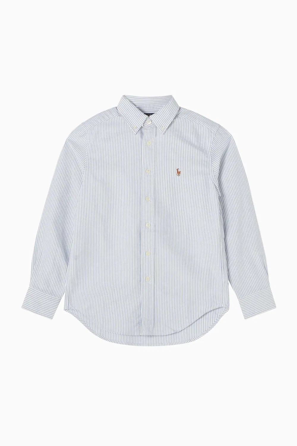 Рубашка с принтом полоска и логотипом Polo Ralph Lauren, синий