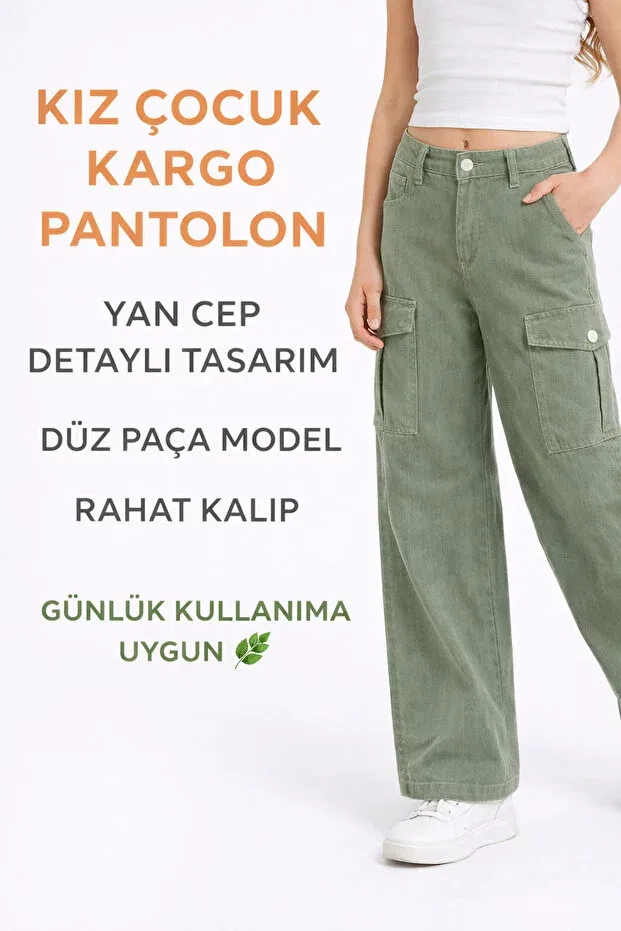 Детские брюки для девочек льняные Basics Eleysa, Khaki — фото 2