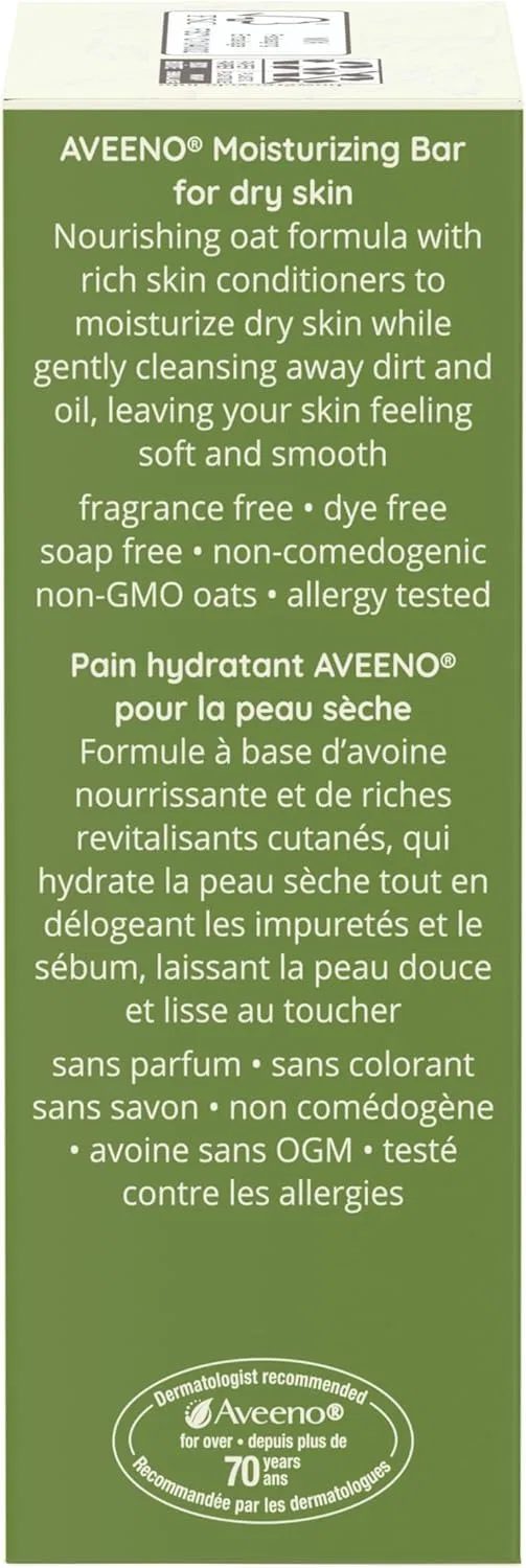 Увлажняющий брусок Aveeno с коллоидной овсянкой для сухой кожи, 3 шт по 3 унции, без отдушек — фото 4