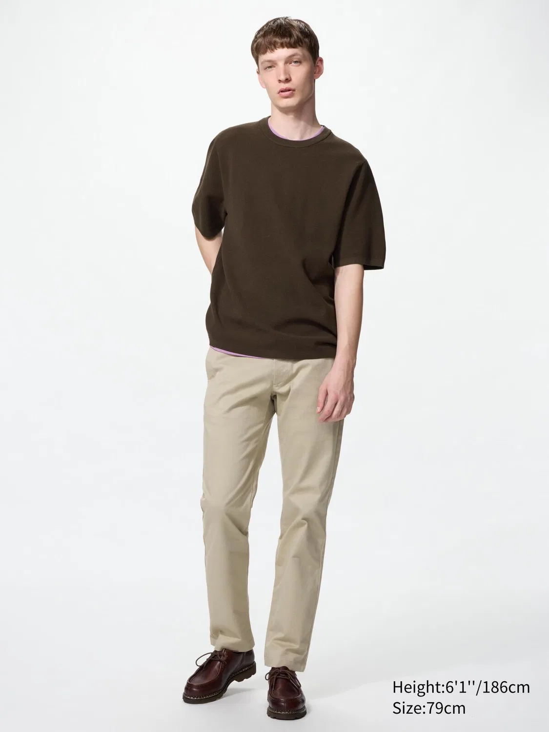 Брюки чинос Uniqlo, узкие, бежевый