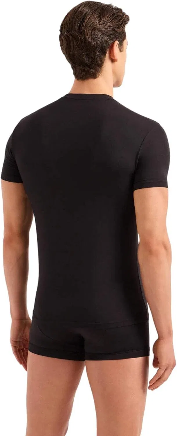 Мужская приталенная футболка с логотипом Emporio Armani, Black — фото 3