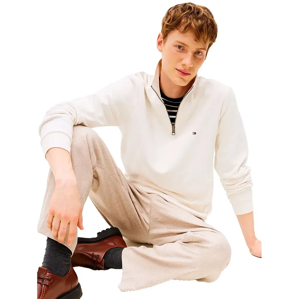 Свитшот полушерстяной с полузастежкой Tommy Hilfiger, белый — фото 4