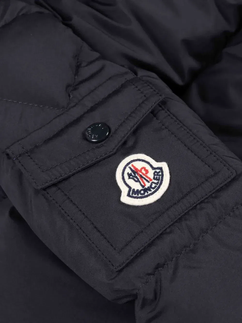 Пуховик с отделкой в виде ушей Moncler Enfant, синий — фото 2