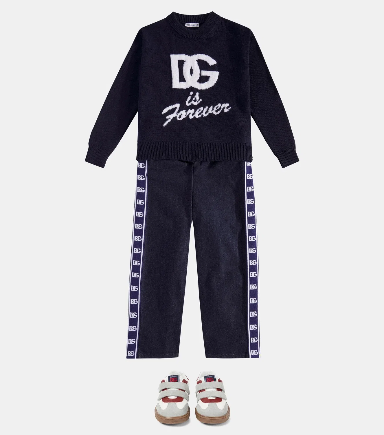 Джемпер из виргинской шерсти с жаккардовым узором Dolce&Gabbana Kids, синий — фото 2
