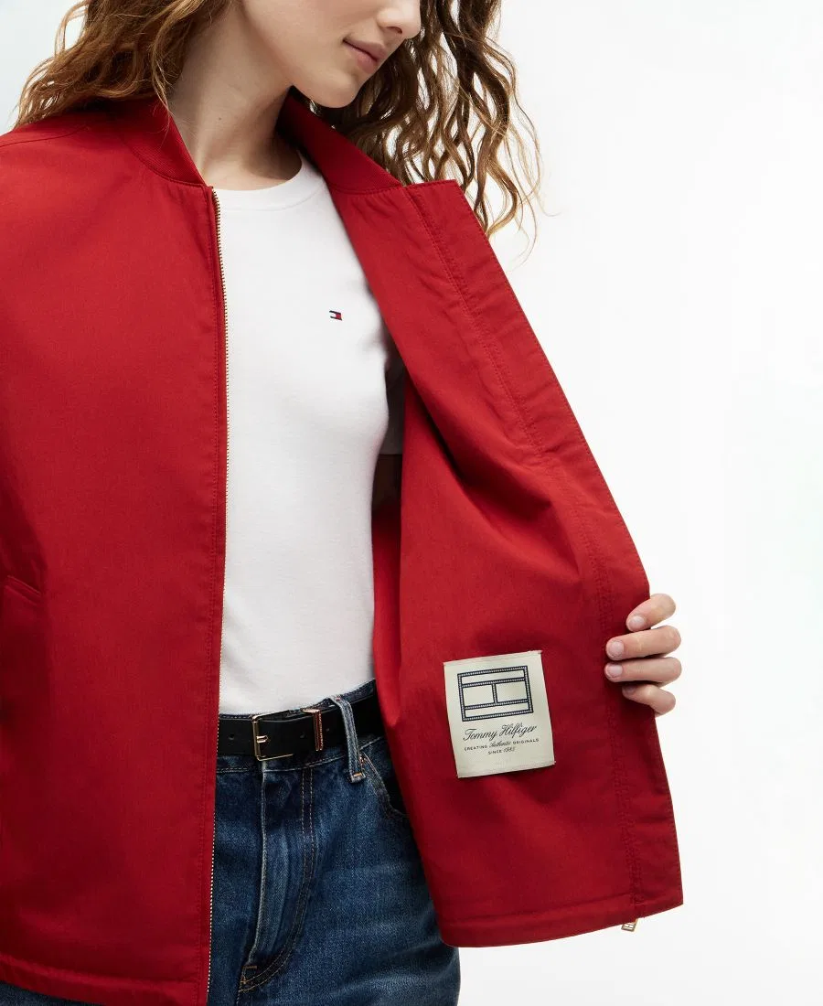 Женская куртка-бомбер хлопковая Tommy Hilfiger, Dark Magma — фото 4