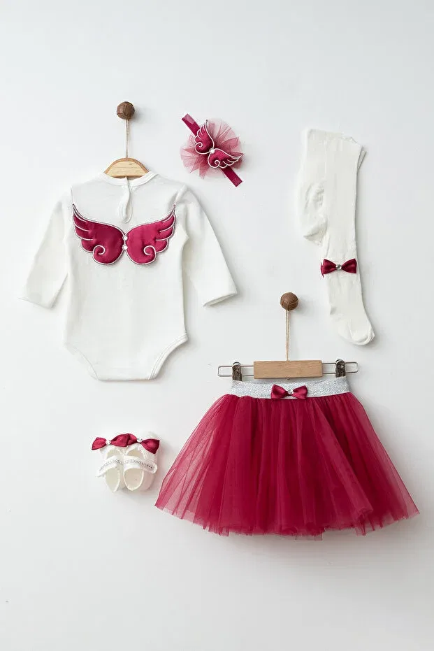 Детский комплект для девочек с длинным рукавом Yukobaby Bebeğiniz Için En Doğalı, Red — фото 3