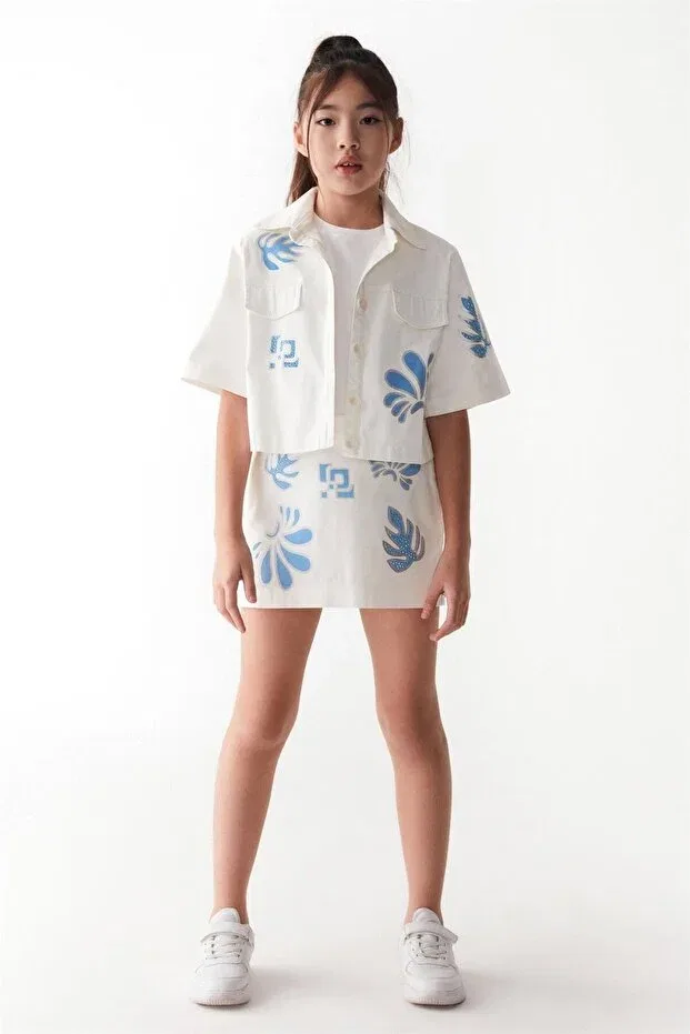 Детская куртка с принтом Nk Kids, Ecru Blue