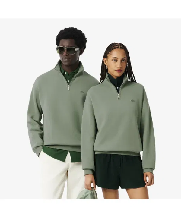Свитер мужской свободного кроя с полузастежкой Lacoste, темно-синий