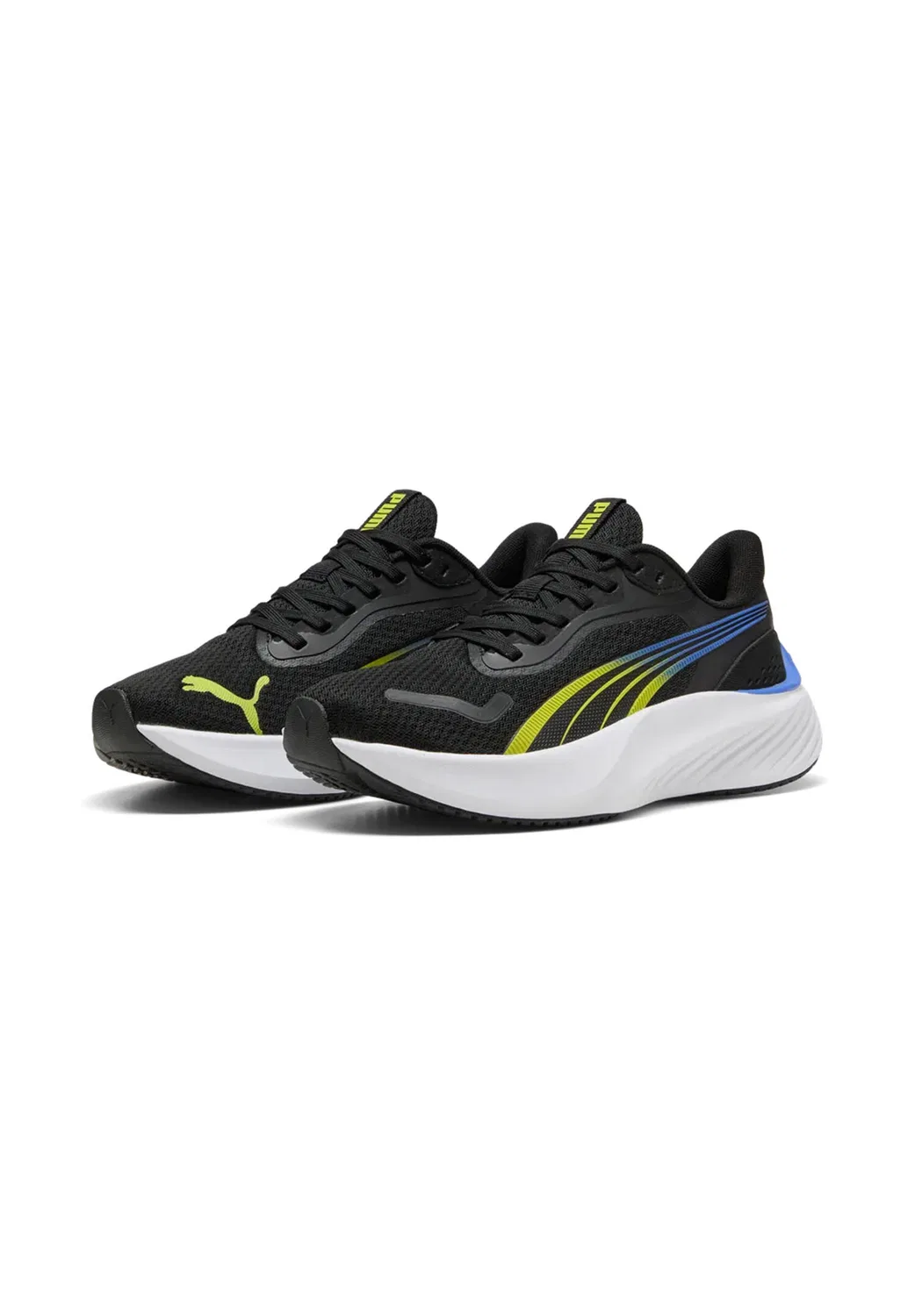 Детские кроссовки для зала с мягкой стелькой Pounce Lite Jr Puma, Black Lime Sapphire