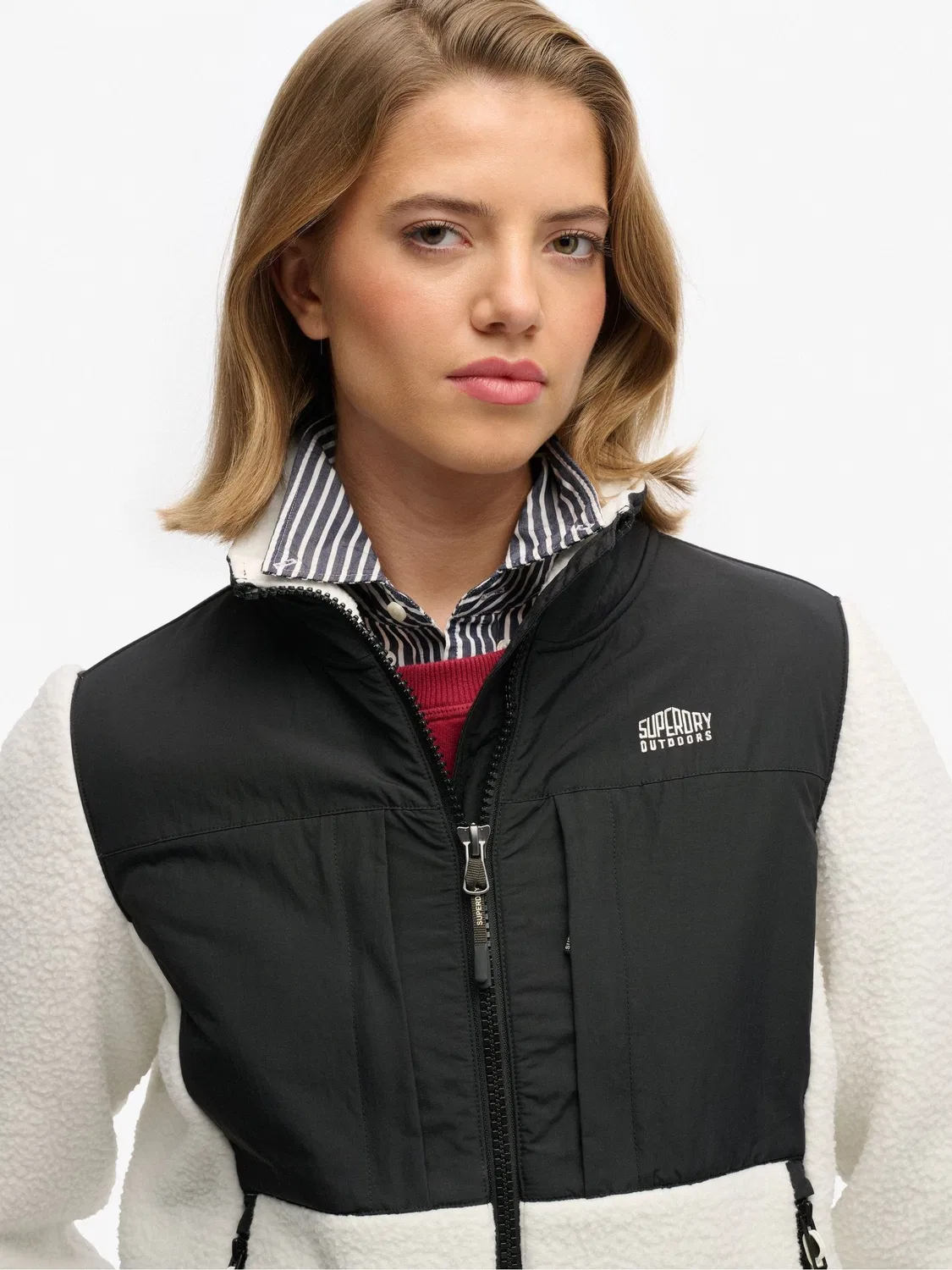 Куртка Polar Fleece Hybrid Trekker Superdry, белый — фото 4