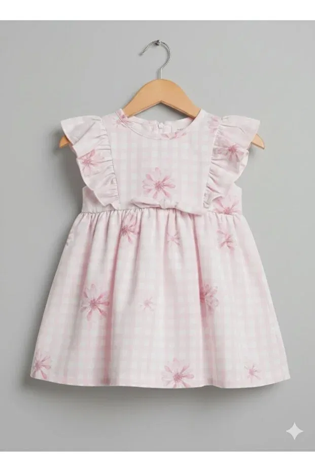 Детское платье для девочек хлопковое Floral patterned ruffle Bip Baby, Pink