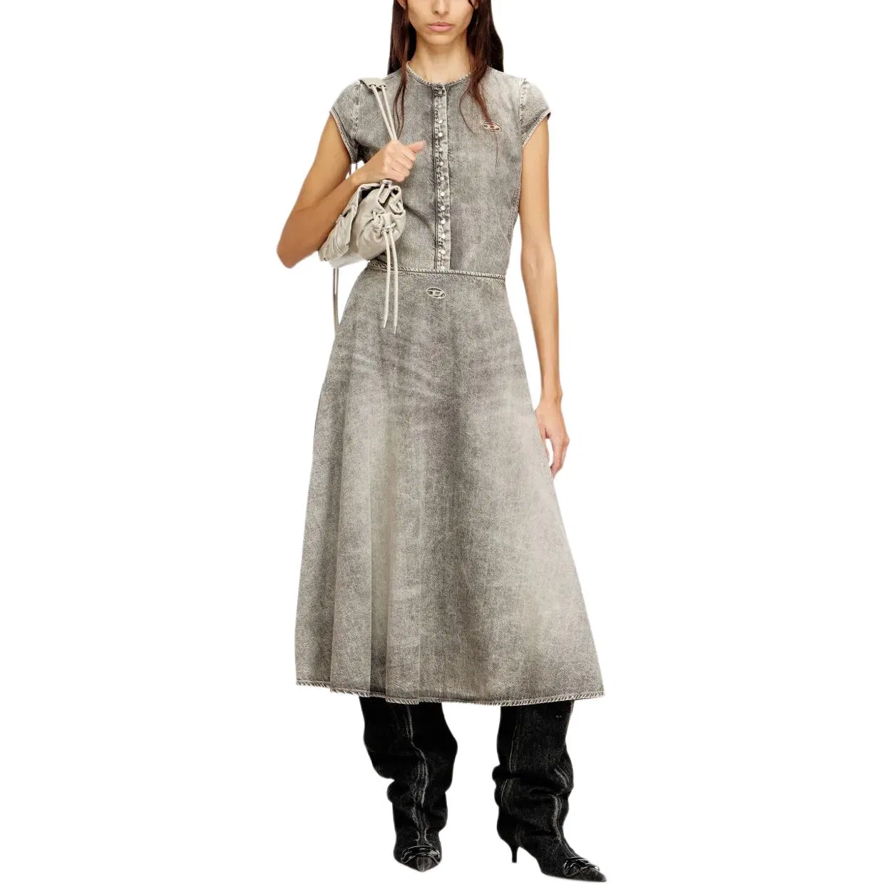 Женская джинсовая рубашка с коротким рукавом De-Roset-S DIESEL, Gray — фото 3