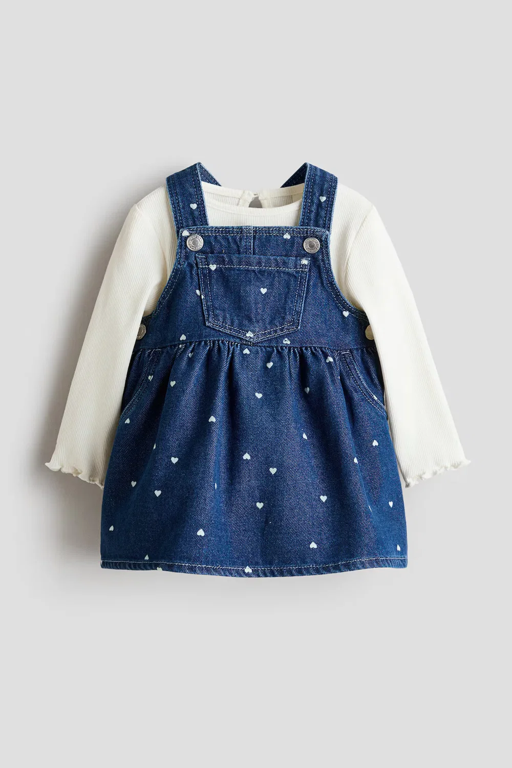 Комплект из двух предметов: сарафан и рубашка H&M, Denimblau/Herzen