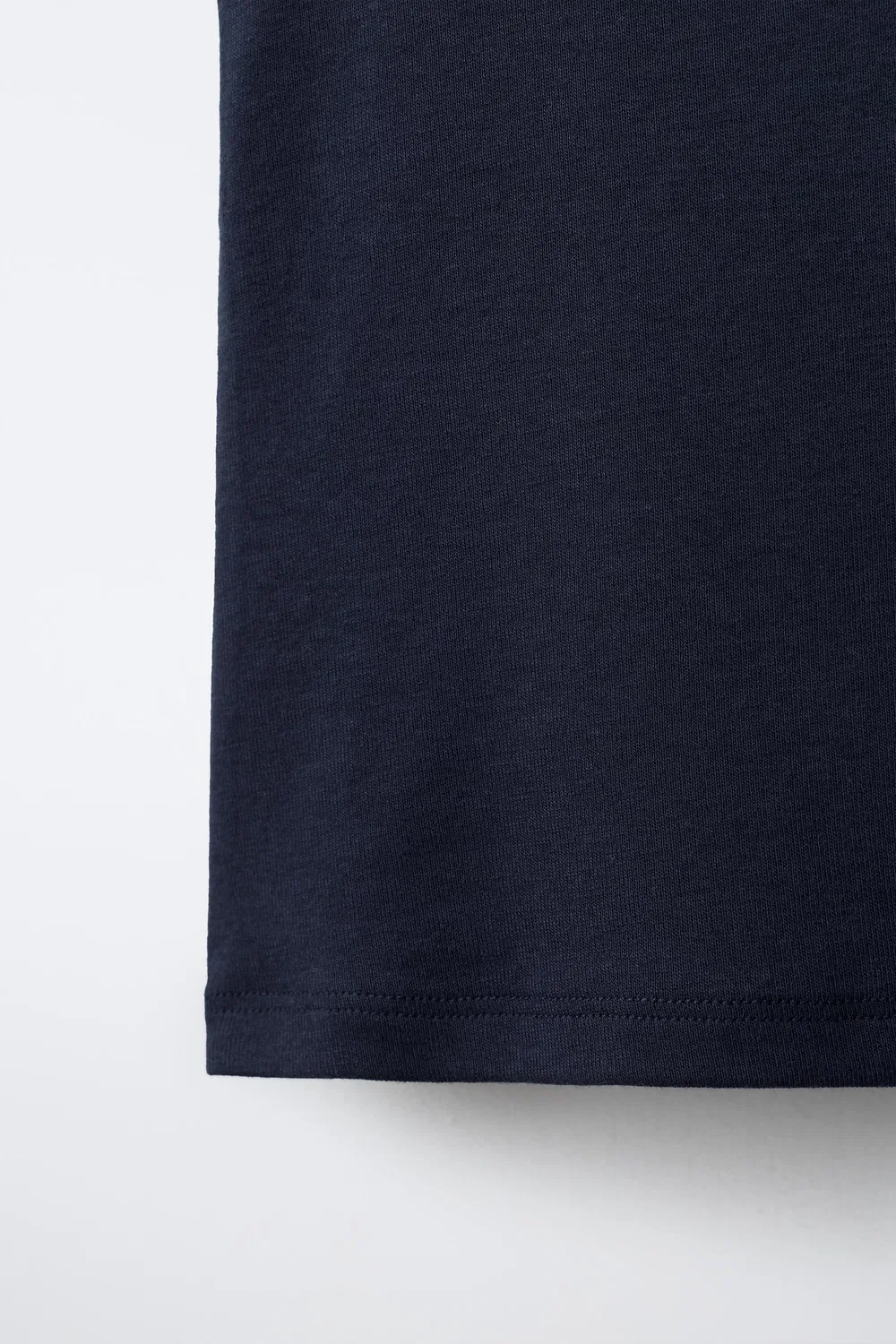 Однотонная футболка из хлопка и модала ZARA, Navy blue — фото 4