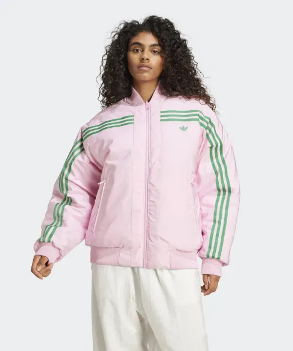 Двусторонняя бомбер куртка 70S Adidas, зелено-розовый